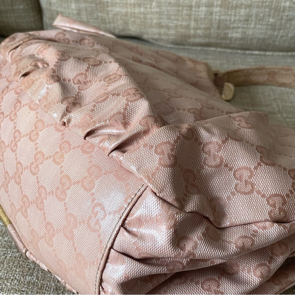 Gucci pink GG crystal coated canvas horsebit web hobo shoulder bag bow tie - Picture 8 of 16